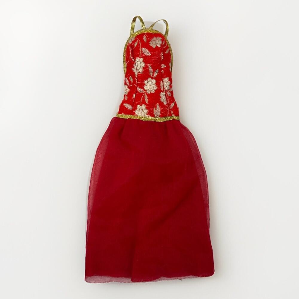 Vintage Barbie Fashion Favorites #3445 Red Gold Gown Dress Christie Pj Superstar